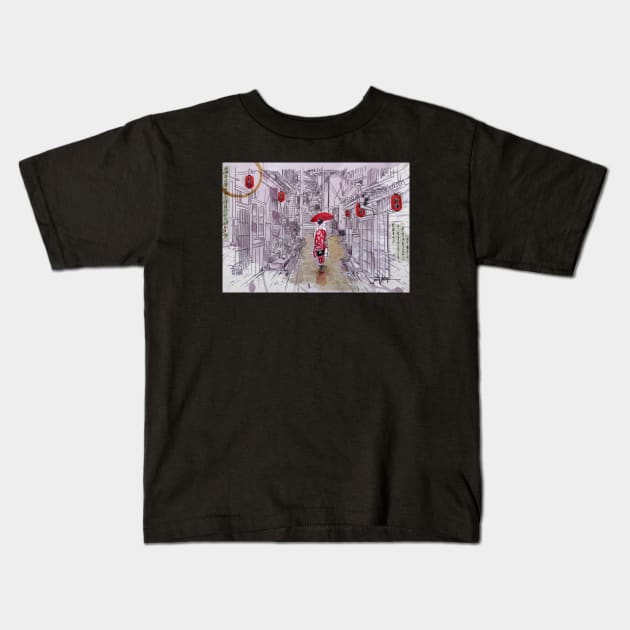 Kyoto dawn Kids T-Shirt by Loui Jover 